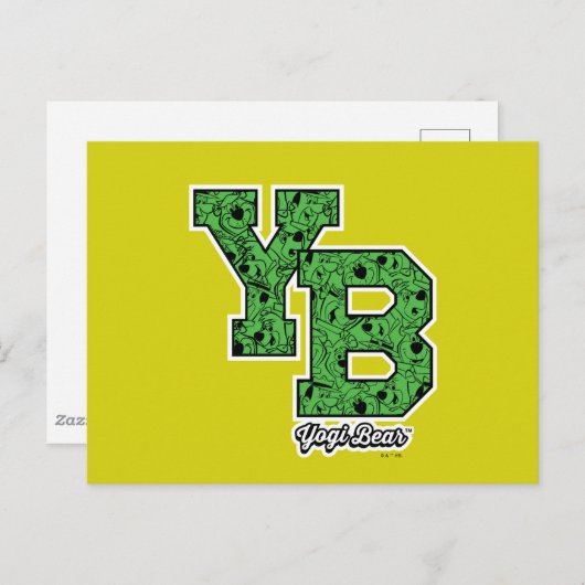 ヨギベアパターン(の模様が)あるバーシティ文字 ポストカード (正面/裏面)