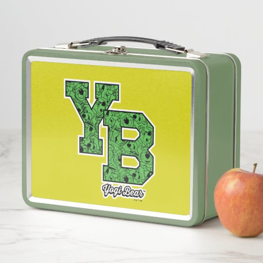 ヨギベアパターン(の模様が)あるバーシティ文字 メタルランチボックス (インサイチュ)