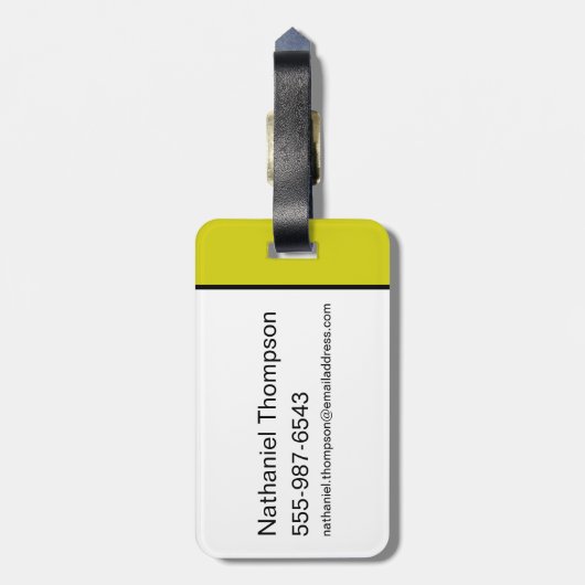 ヨギベアパターン(の模様が)あるバーシティ文字 ラゲッジタグ (裏面縦)