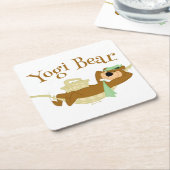 ヨギベアーピクニックハンモック昼寝時間 スクエアペーパーコースター (アングル)