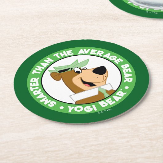 ヨギベア笑顔ポートレート ラウンドペーパーコースター (アングル)