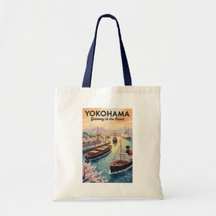 ヨコハマ日本イラスト旅行アートヴィンテージ トートバッグ