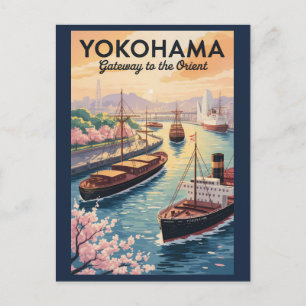 ヨコハマ日本イラスト旅行アートヴィンテージ ポストカード