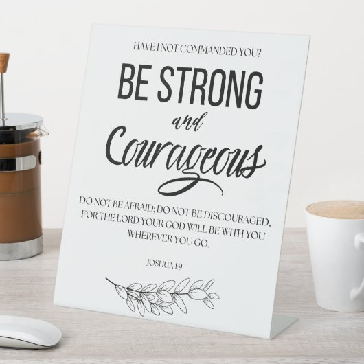 ヨシュア1:9強く勇敢なクリスチャンになれ 台座サイン (インサイチュ)