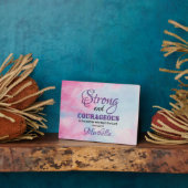 ヨシュア1:9強く勇敢なクリスチャン女性 フォトプラーク (側面)