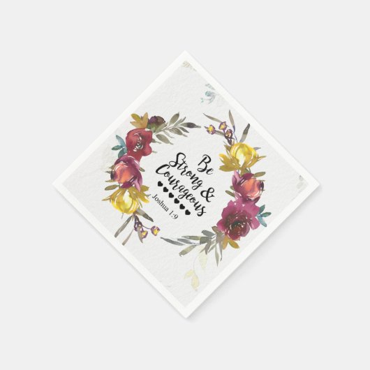 ヨシュア1:9強く勇気あるフローラリース スタンダードカクテルナプキン (角)