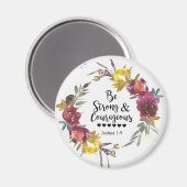 ヨシュア1:9強く勇気あるフローラリース マグネット (正面/裏面)