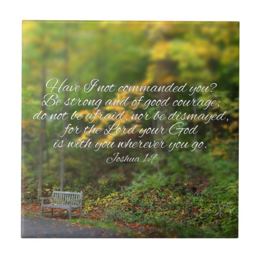 ヨシュア1:9聖書の聖句キリスト教聖なる書物、 経典 タイル (正面)