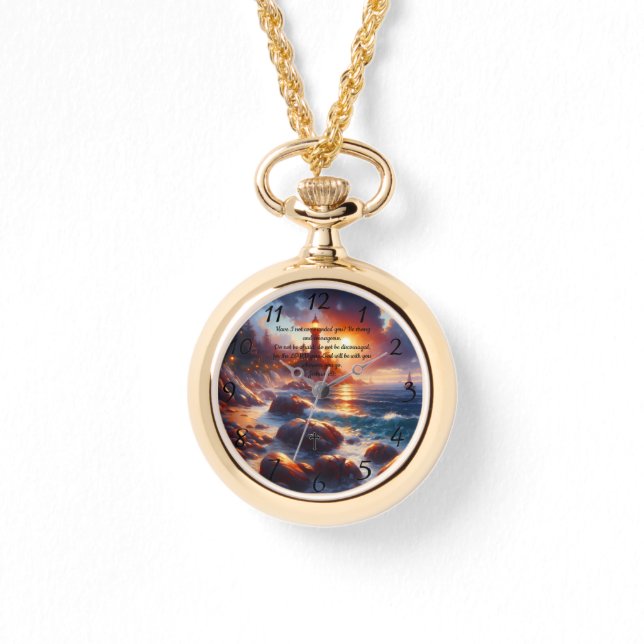 ヨシュア1:9：キリスト教信仰祈りの言葉 腕時計 (正面)