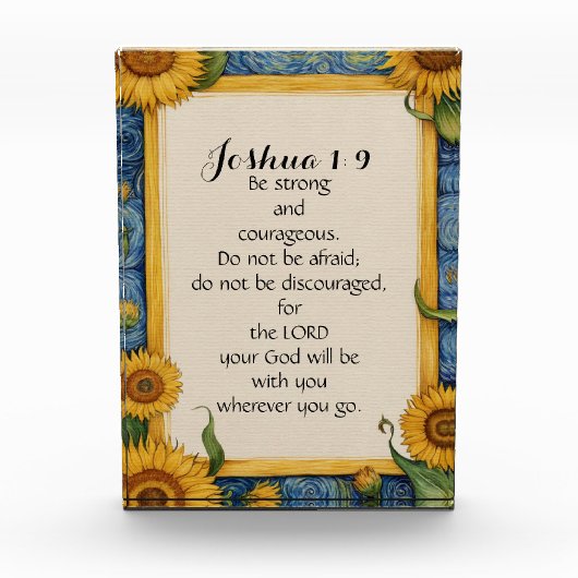 ヨシュア1:9 NIV聖書の聖句アート フォトブロック (正面)