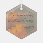 ヨシュア24:15わたしとわたしの場合は…セラミックサークルオルナ ガラスオーナメント (正面)