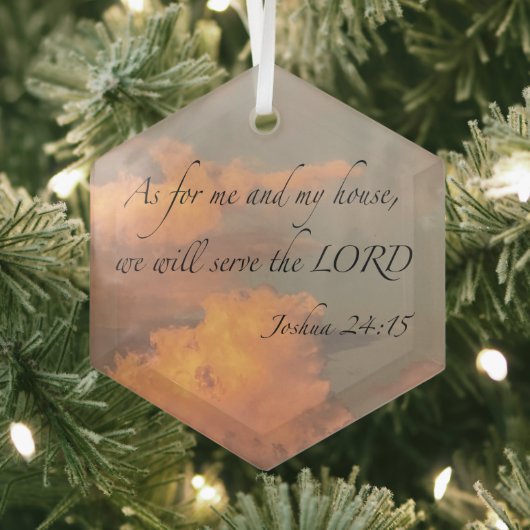 ヨシュア24:15わたしとわたしの場合は…セラミックサークルオルナ ガラスオーナメント (インサイチュ)