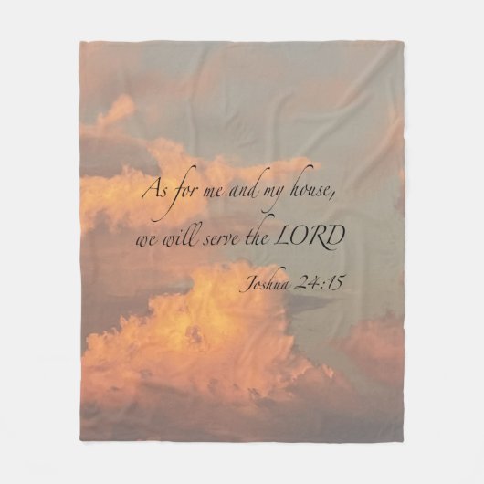 ヨシュア24:15わたしとわたしの…フリースブランケット フリースブランケット (正面)