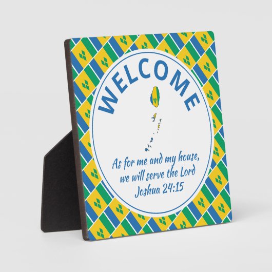 ヨシュア24:15セントビンセント国旗 フォトプラーク (正面)