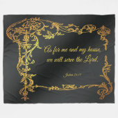 ヨシュア24:15 フリースブランケット (正面(横))