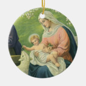 ヨセフの作業場とマリアと幼児イエス セラミックオーナメント (正面)