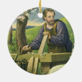 ヨセフの作業場とマリアと幼児イエス セラミックオーナメント (裏面)