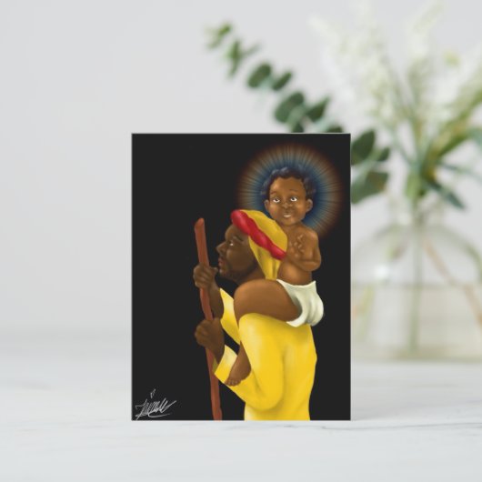 ヨセフの肩の上のイエス ポストカード (スタンド正面)