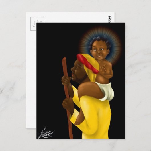 ヨセフの肩の上のイエス ポストカード (正面/裏面)