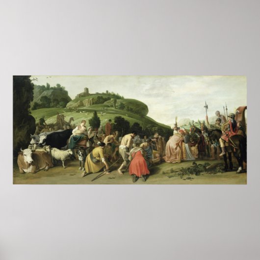 ヨセフはエジプトで父を受け取る, 1628 ポスター (正面)