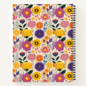 ヨセフカラフルィーン紫と黄モダンフローラ ノートブック (裏面)
