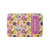 ヨセフカラフルィーン紫と黄モダンフローラ バスマット (正面)