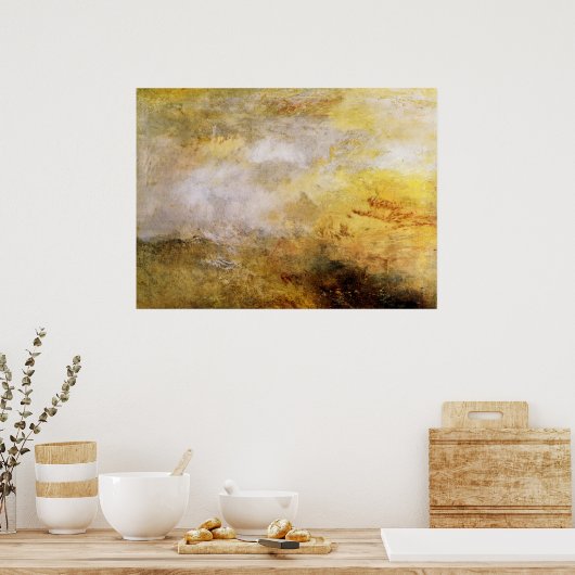 ヨセフ・マロード・ターナーによるイルカとストーミーシー ポスター (キッチン)