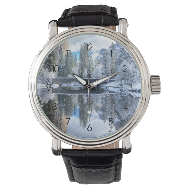 ヨセミテでの冬の反射 腕時計 (正面)