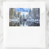 ヨセミテでの冬の反射 長方形シール (バッグ)