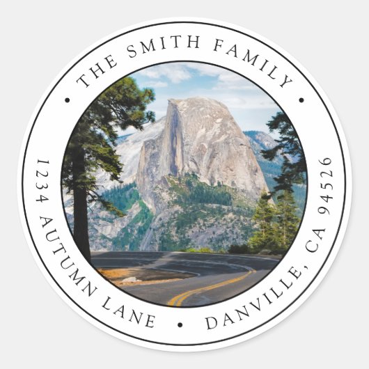 ヨセミテのオリジナル丸型写真返送先ラベル ラウンドシール (正面)
