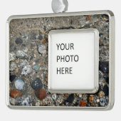 ヨセミテのテナヤ湖の花崗岩の小石 シルバープレートフレームオーナメント (左)