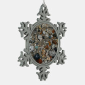 ヨセミテのテナヤ湖の花崗岩の小石 スノーフレークピューターオーナメント (左)