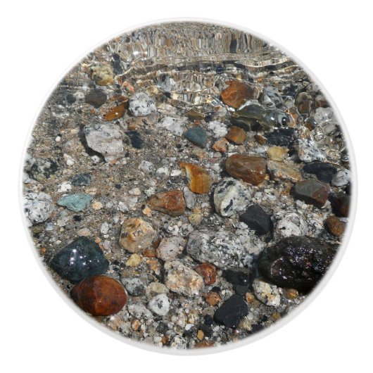 ヨセミテのテナヤ湖の花崗岩の小石 セラミックノブ (正面)