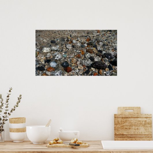 ヨセミテのテナヤ湖の花崗岩の小石 ポスター (キッチン)