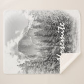 ヨセミテのハーフドーム冬とヨセミテ文字 シェルパブランケット (正面(横))