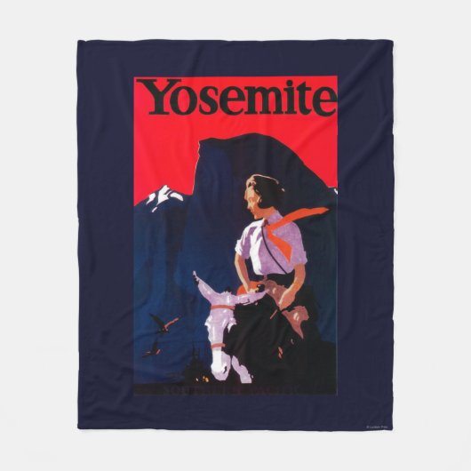 ヨセミテのヴィンテージPosterYosemite、カリフォルニア フリースブランケット (正面)