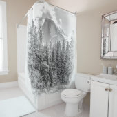 ヨセミテの冬のハーフドーム，白黒 シャワーカーテン (インサイチュ)