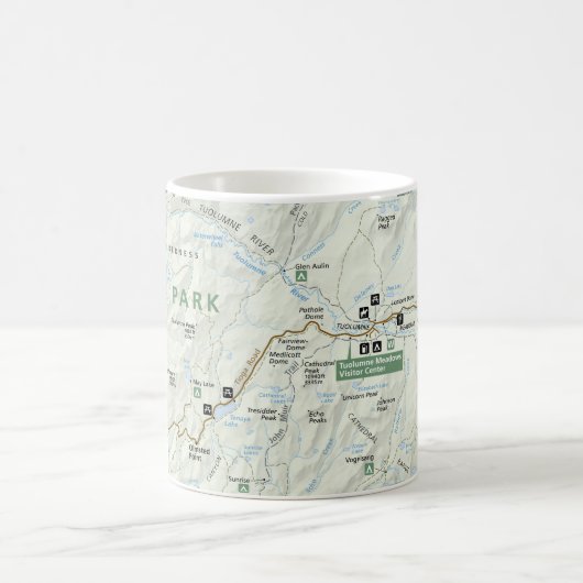 ヨセミテの地図のマグ コーヒーマグカップ (中央)