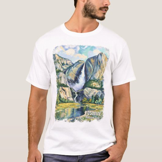 ヨセミテの滝 ゴッホ風のバレーの風景 Tシャツ (正面)