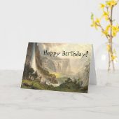 ヨセミテの荒野の滝のバースデー・カード カード (黄色い花)