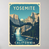 ヨセミテウォーターフォールカリフォルニアヴィンテージレトロ ポスター (正面)