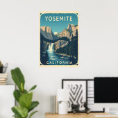 ヨセミテウォーターフォールカリフォルニアヴィンテージレトロ ポスター (ホームオフィス)