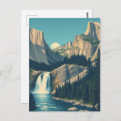 ヨセミテウォーターフォールカリフォルニアヴィンテージレトロ ポストカード (正面/裏面)