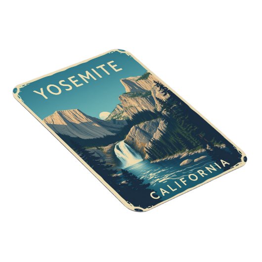 ヨセミテウォーターフォールカリフォルニアヴィンテージレトロ マグネット (右側)