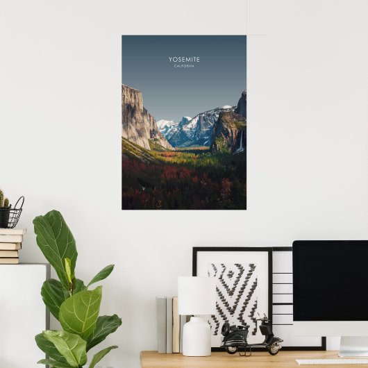 ヨセミテカリフォルニアトラベルイラストレーション ポスター (ホームオフィス)