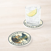 ヨセミテカリフォルニアマウンテンヴィンテージ水彩色 コースター (側面)