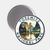 ヨセミテカリフォルニアマウンテンヴィンテージ水彩色 マグネット (正面/裏面)