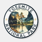 ヨセミテカリフォルニアマウンテンヴィンテージ水彩色 マグネット (正面)