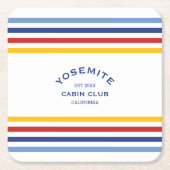 ヨセミテキャビンカスタムクラブクレストパークストライプ スクエアペーパーコースター (正面)