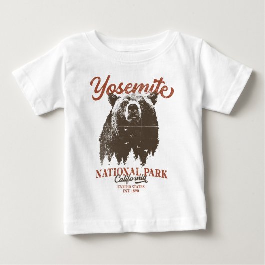 ヨセミテグリズリーベアーカリフォルニア国立公園 ベビーTシャツ (正面)